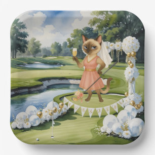 GOLF BRIDAL SHOWER for Cat Lover golfer Paper Plates