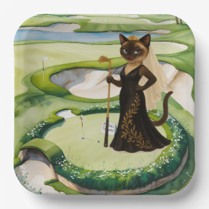 GOLF BRIDAL SHOWER for Cat Lover golfer Paper Plates