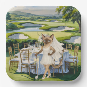 GOLF BRIDAL SHOWER for Cat Lover golfer Paper Plates