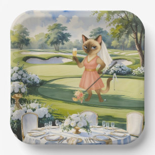 GOLF BRIDAL SHOWER for Cat Lover golfer  Paper Plates