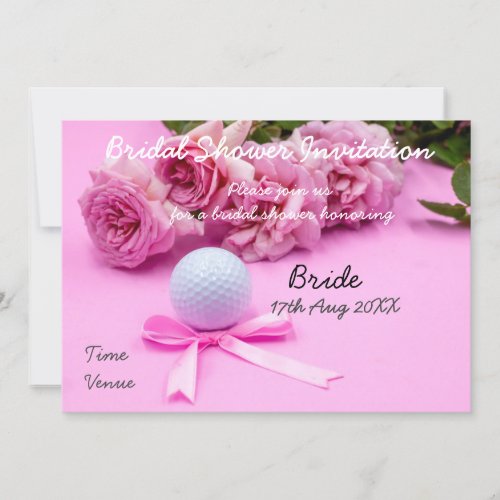 Golf Bridal Shower Invitation golf ball and roses