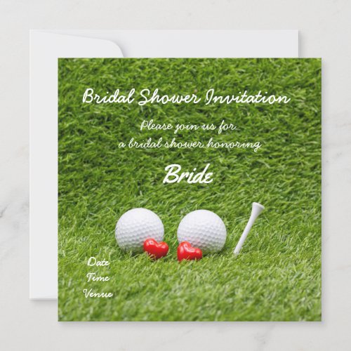 Golf bridal shower invitation with two golf balls