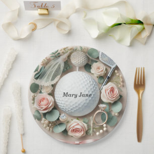 Golf Bridal Shower themed with golf ball  Paper Plates