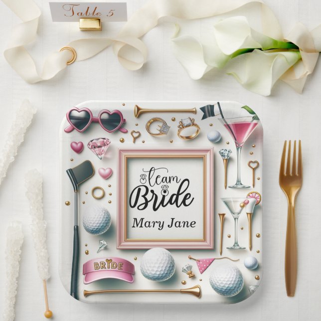 Golf Bridal Shower themed with golf ball  Paper Plates (Wedding)