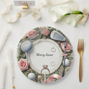 Golf Bridal Shower themed with golf ball Paper Plates