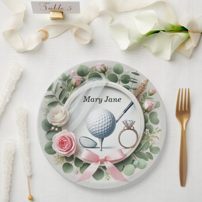 Golf Bridal Shower themed with golf ball  Paper Plates (Wedding)