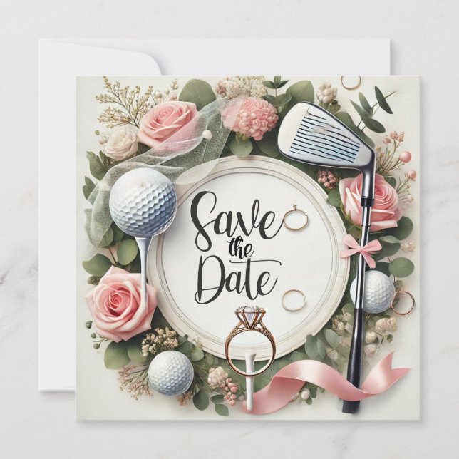 Golf Bridal Shower themed with golf ball  Save The Date (Front)