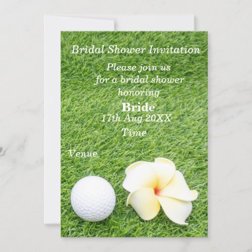 Golf Bridal Shower with ball and flower on green I Invitation