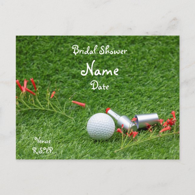Golf bridal Shower with golf ball and cosmetic Invitation Postcard (Front)