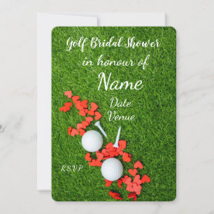 Golf Bridal Shower with golf ball and love hearts Invitation