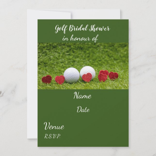 Golf Bridal Shower with golf ball and love hearts  Invitation (Front)