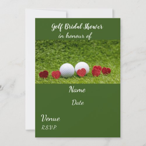 Golf Bridal Shower with golf ball and love hearts  Invitation