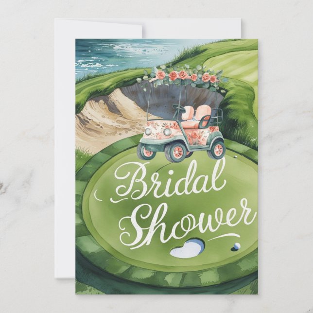 Golf Bridal Shower with golf cart for Bride Golfer Invitation (Front)