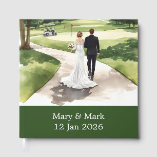 Golf Bride and Groom wedding on golf course Guest Book
