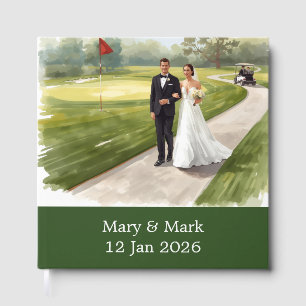 Golf Bride and Groom wedding on golf course Guest Book