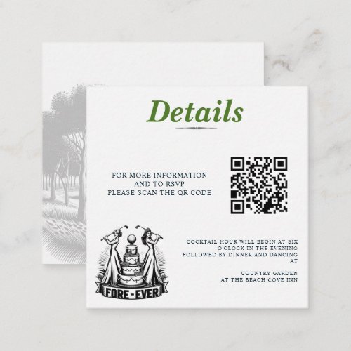 Golf Brides Wedding QR Code Enclosure Card