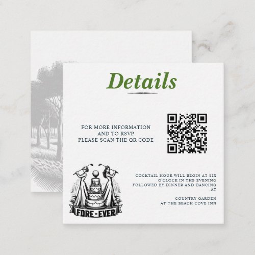 Golf Brides Wedding QR Code Enclosure Card