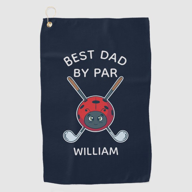 Golf Bug Best Dad By Par Fathers Day Personalized Golf Towel (Front)