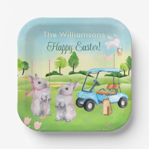 Golf Bunnies Fun Happy Easter Paper Plates