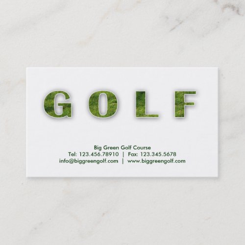 Golf Business Card Green Grass Text