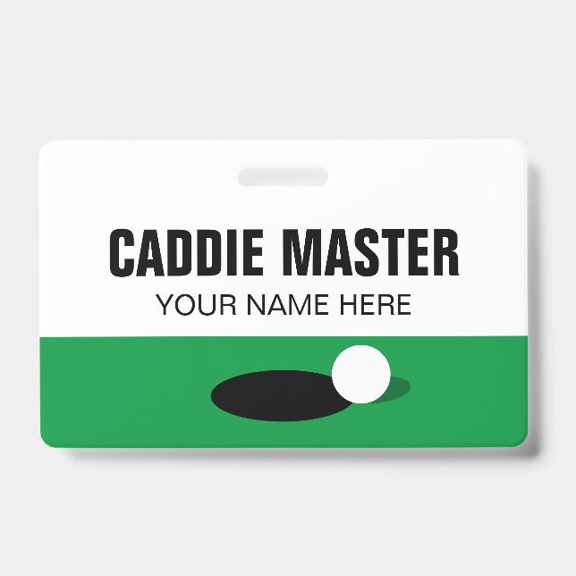 Golf Caddie Master reversible clip on name badge (Front)