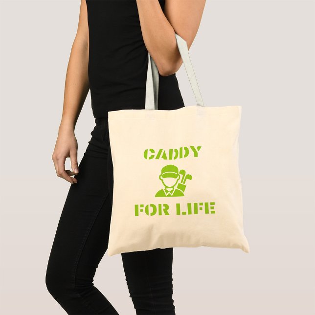 Golf Caddy for Life Quote Lime Green Tote Bag (Creator Uploaded)