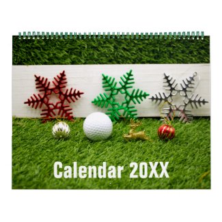 Golf Calendar with golf ball Christmas New year