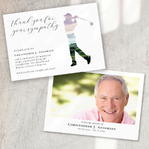 Golf Calligraphy Sympathy Photo Funeral Thank You Card