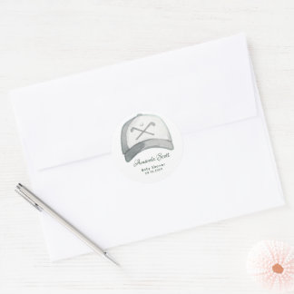 Golf Cap Baby Shower  Classic Round Sticker