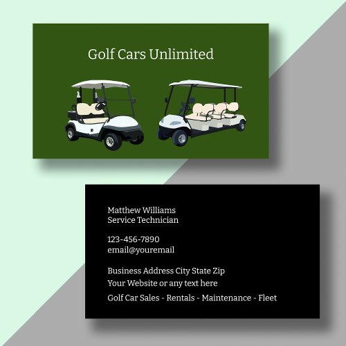 Golf Car Rental And Service Business Cards