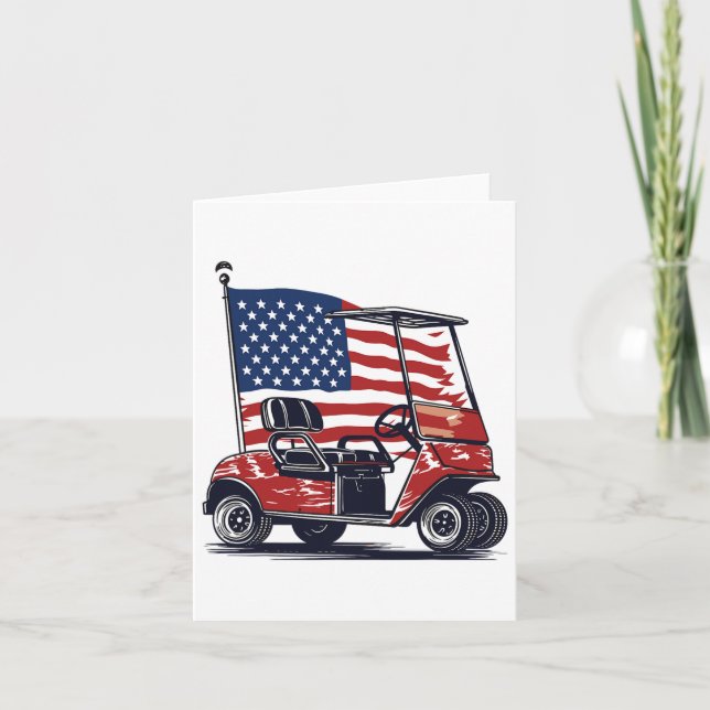 Golf Cart American Flag 4th Of July Sport Patrioti Card (Front)