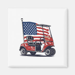 Golf Cart American Flag 4th Of July Sport Patrioti Magnet