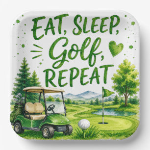 Golf cart and ball on the golf course paper plates