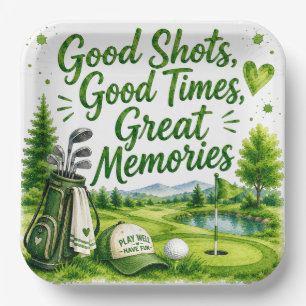 Golf cart and ball on the golf course paper plates