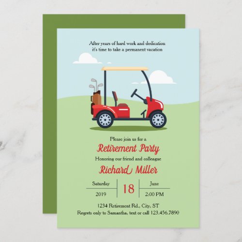 Golf Cart and Course Retirement Party Invitation