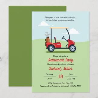 Golf Cart and Course Retirement Party Invitation