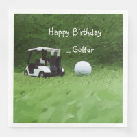 Golf cart and golf ball on green napkin