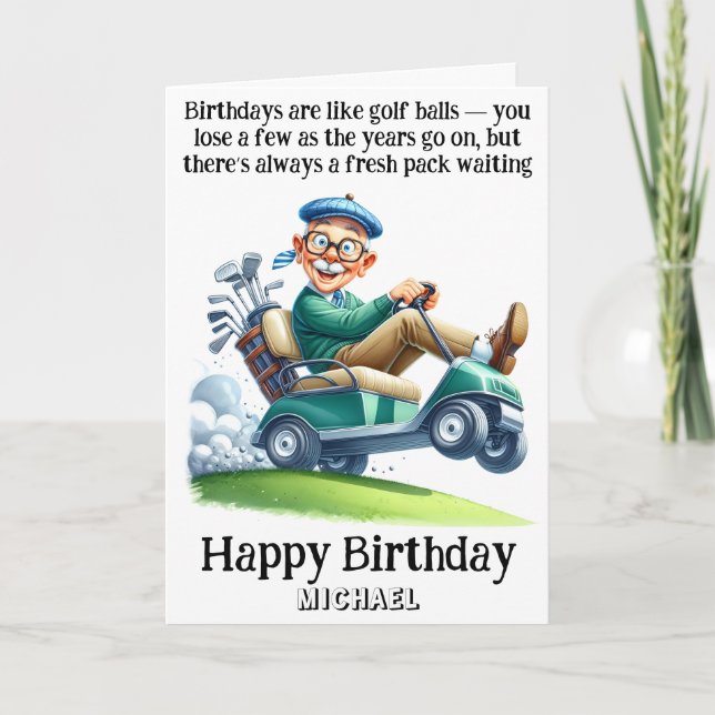 *~* Golf Cart AP94 Fun Humor Old Man Birthday Card (Front)