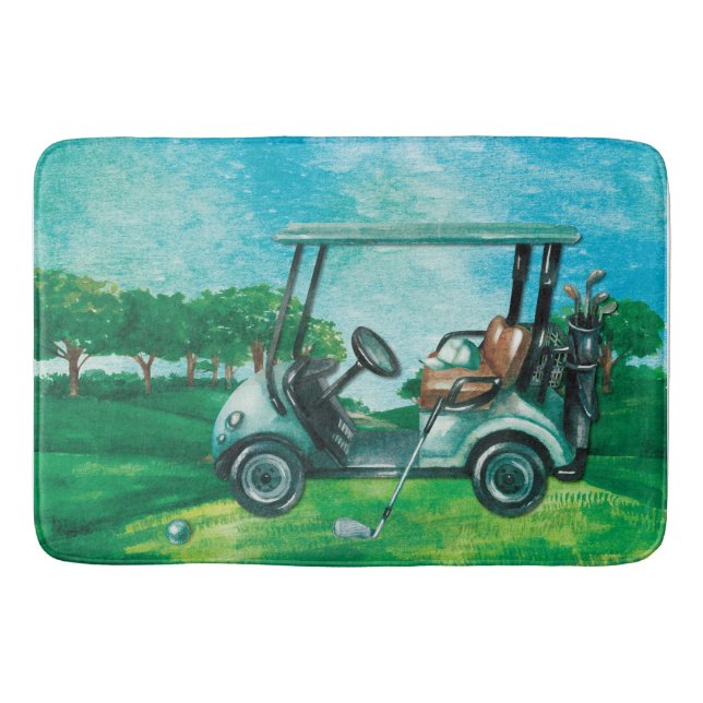 Golf Cart Ball Golfer Bath Mat (Front)