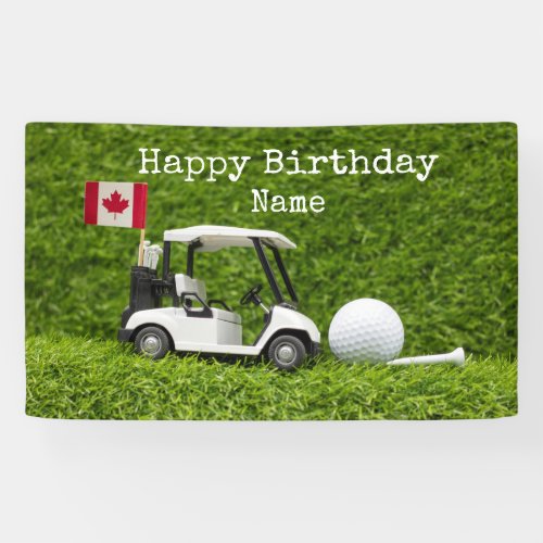 Golf cart ball tee on green  with flag of Canada   Banner