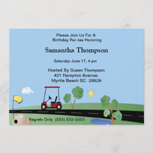 Golf Cart Birthday Invitations
