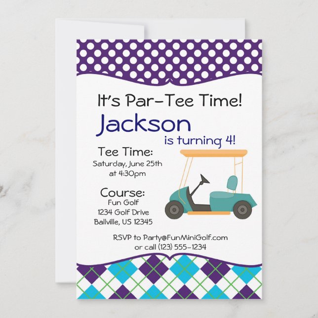 Golf Cart Birthday Party Invitation (Front)