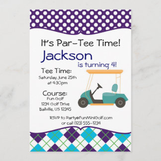 Golf Cart Birthday Party Invitation