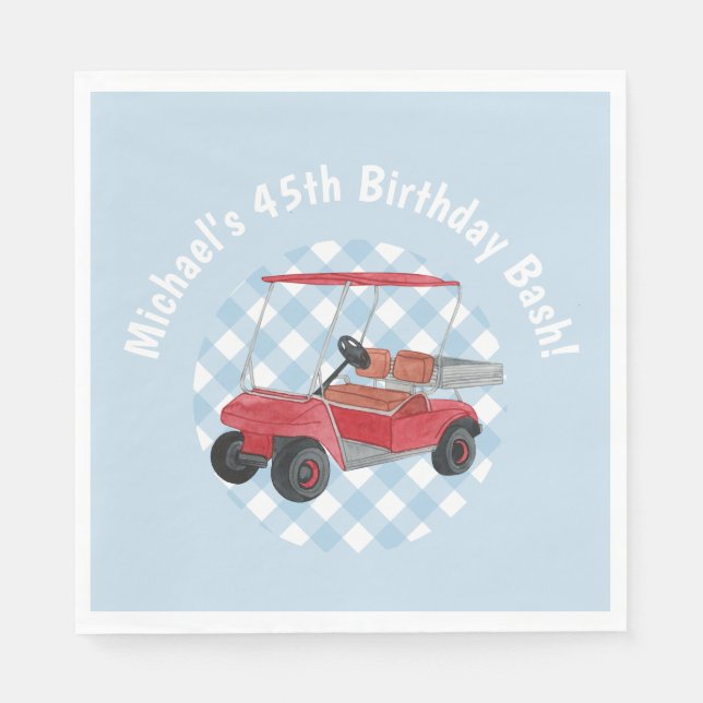 Golf Cart Blue White Preppy Country Club Napkins (Front)