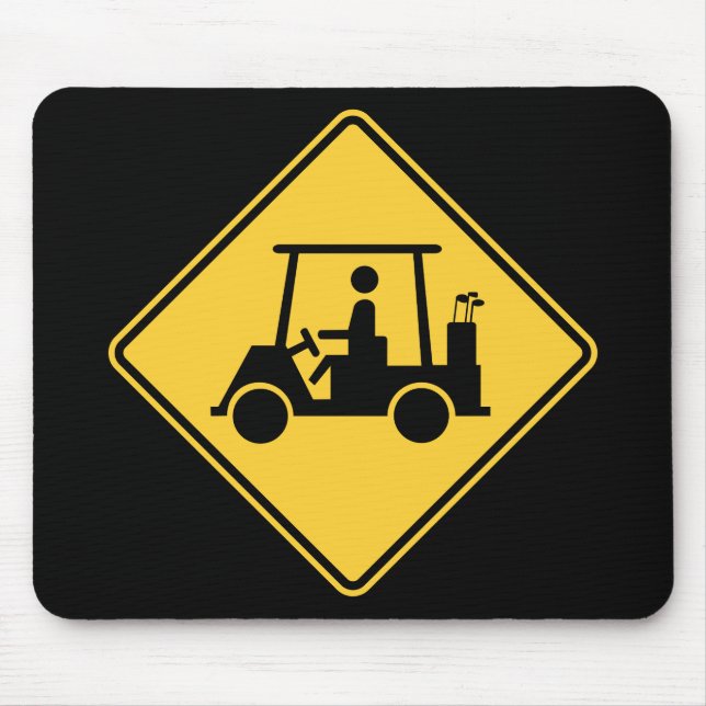 Golf Cart Caution Sign Mouse Pad (Front)