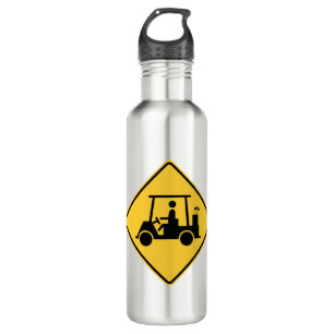 Golf Cart Caution Sign Stainless Steel Water Bottle