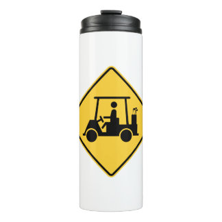 Golf Cart Caution Sign Thermal Tumbler