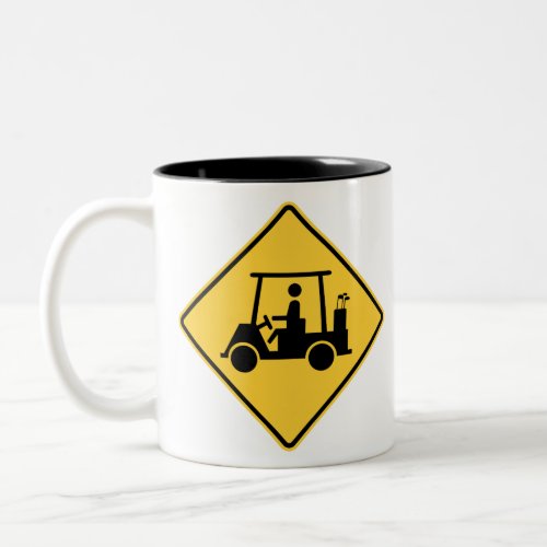 Golf Cart Caution Sign Two_Tone Coffee Mug