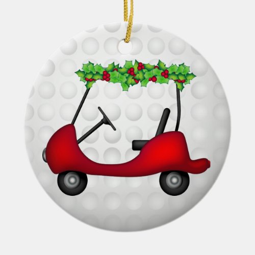 Golf Cart Christmas 1 Ceramic Ornament