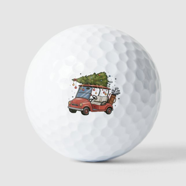 Golf Cart Christmas Tree Golf Lover Gift Balls (Front)